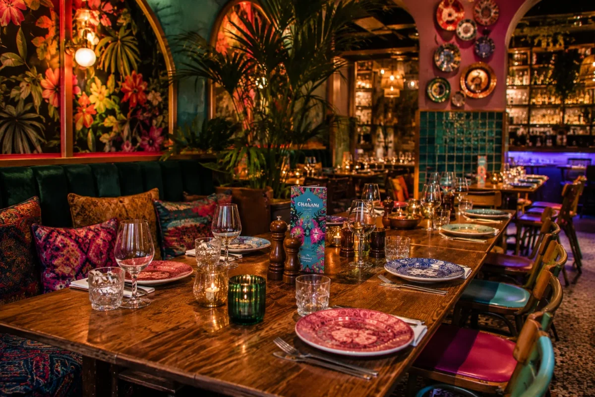 Colourful restaurant setting for a characterful hen do dinner without a formal party setup | Partyfer