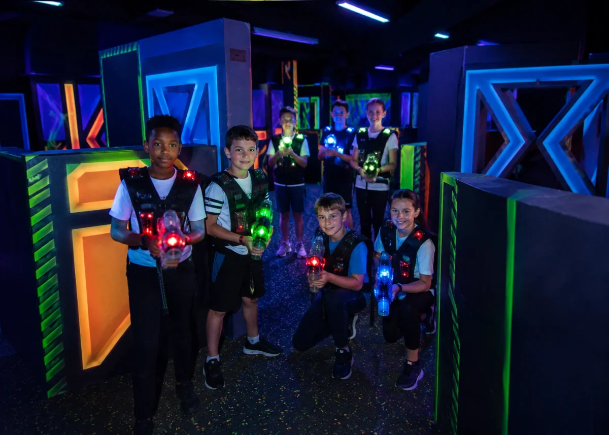 Active indoor laser tag birthday near Lakeside with neon play zones and team games | Partyfer