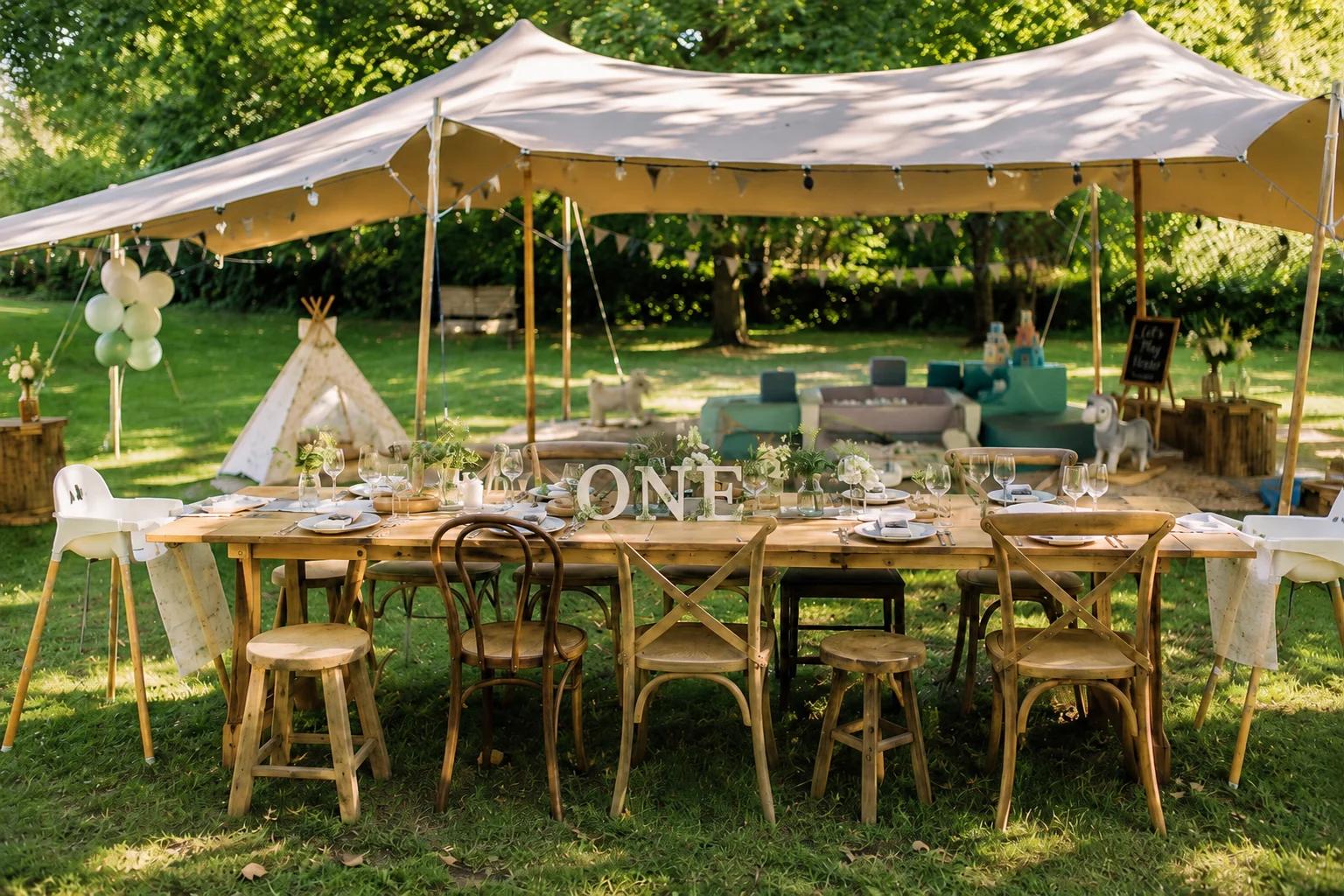 Summer 1st birthday party in London — outdoor, play café, farm and indoor backup ideas