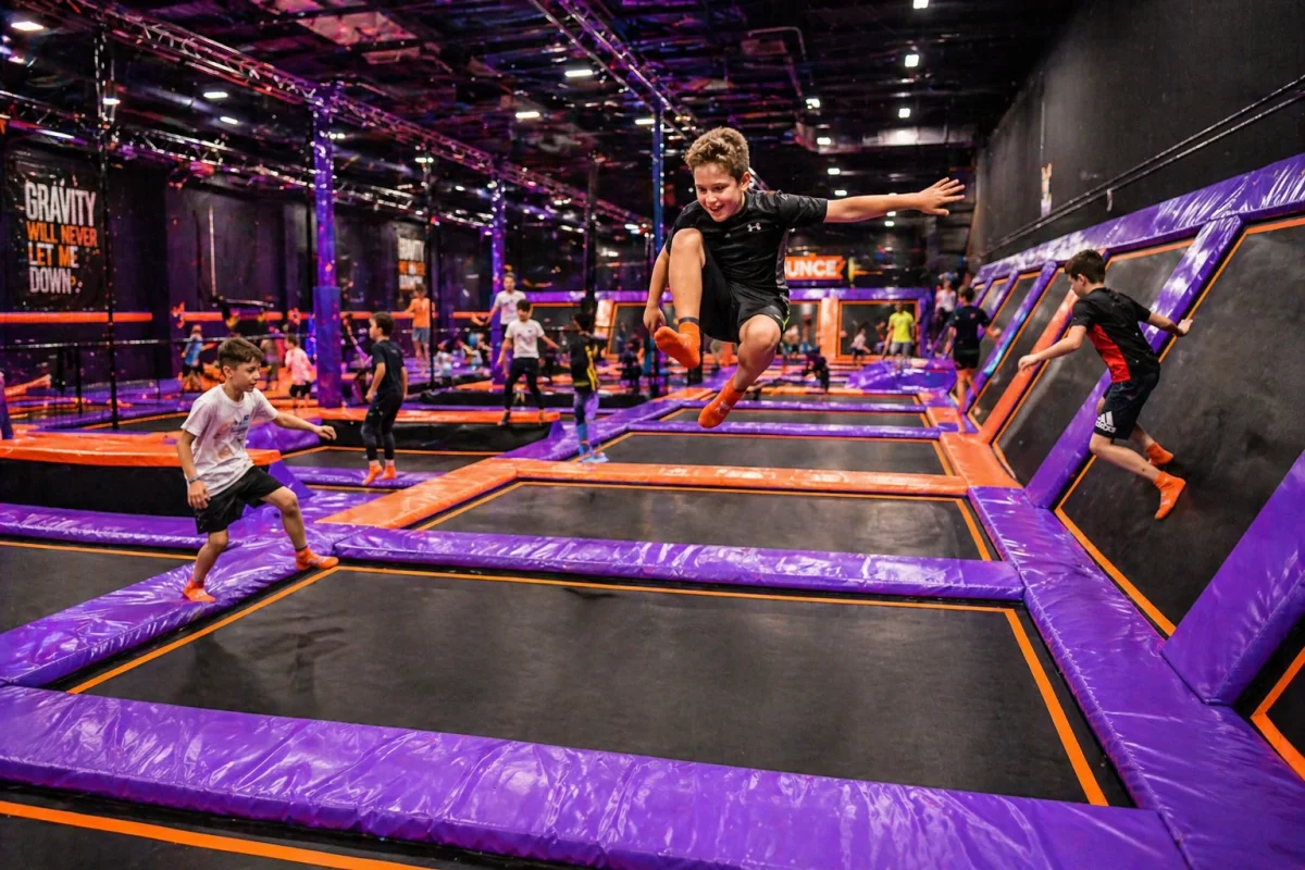 Trampoline park with high-energy group play for older kids | Partyfer