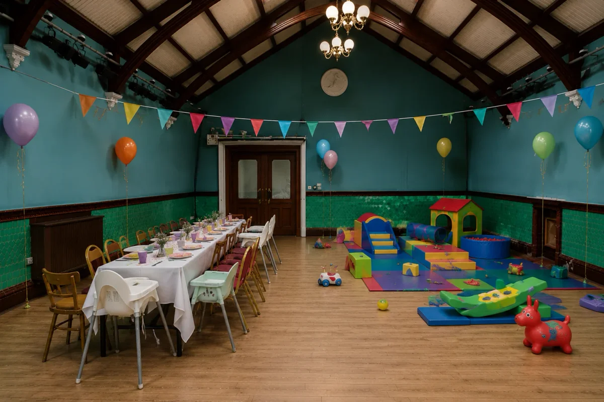 Home, hall and private space with soft play for a summer 1st birthday | Partyfer