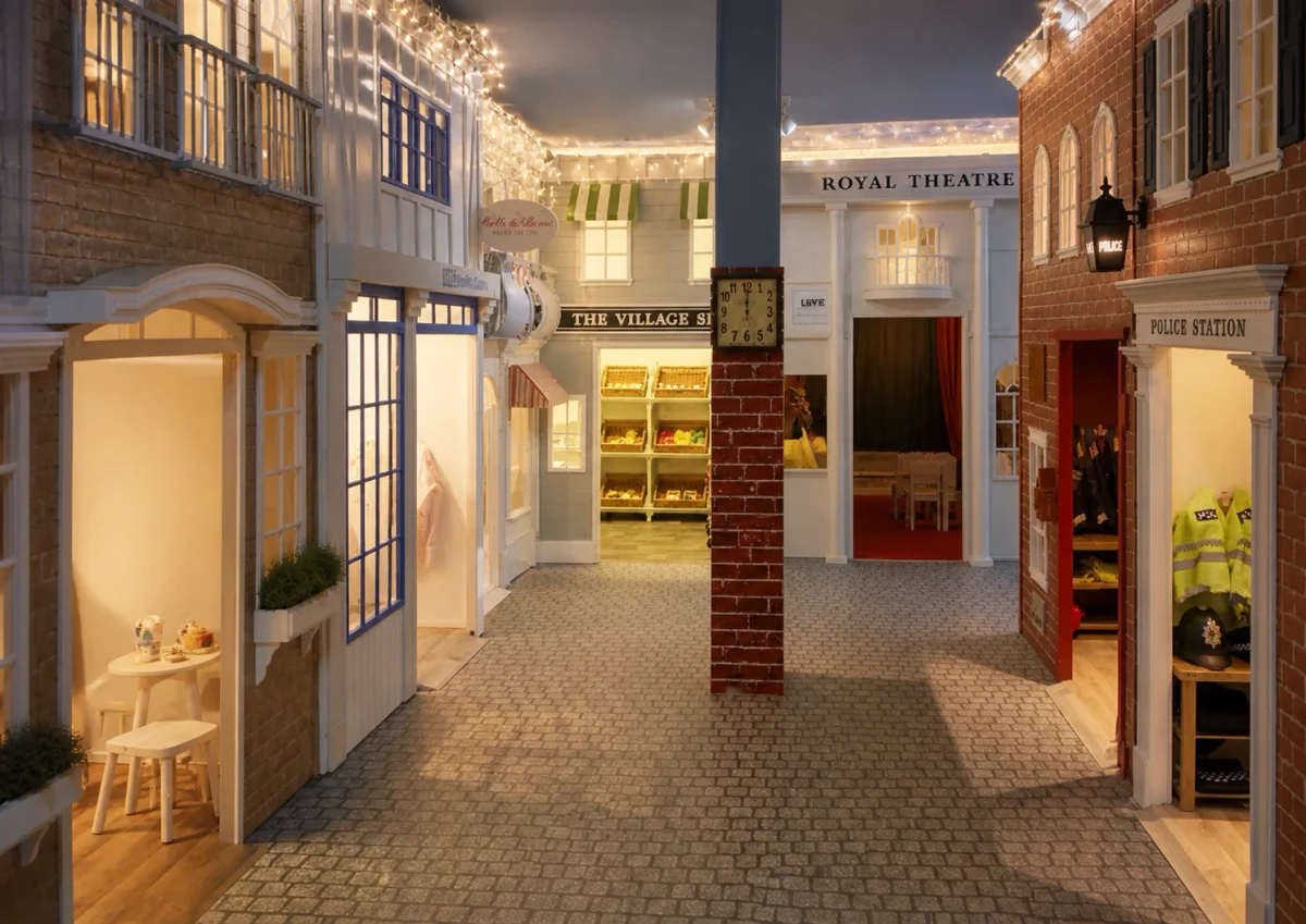 Sensory and imaginative kids birthday space in London with soft play-street design | Partyfer