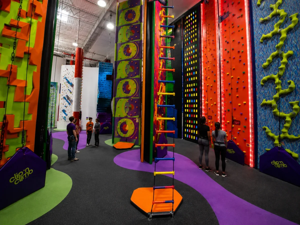Colourful climbing walls and activity routes at Clip ’n Climb | Partyfer