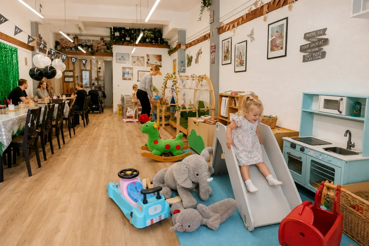Play café birthday venue near Beckenham with toddler play zones, family seating and a party setup | Partyfer