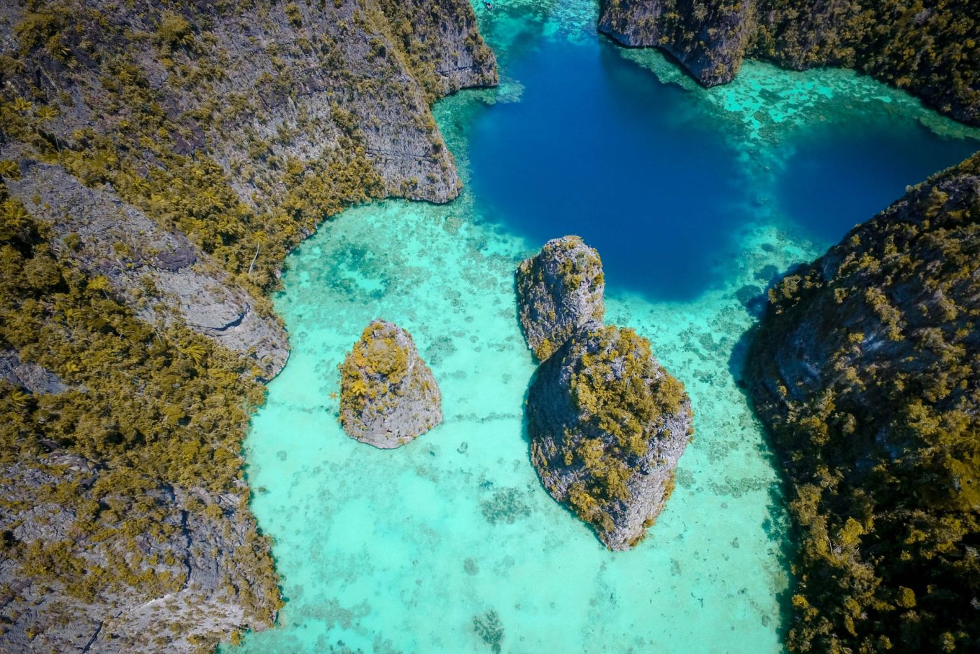 A hidden lagoon in Raja Ampat from above
