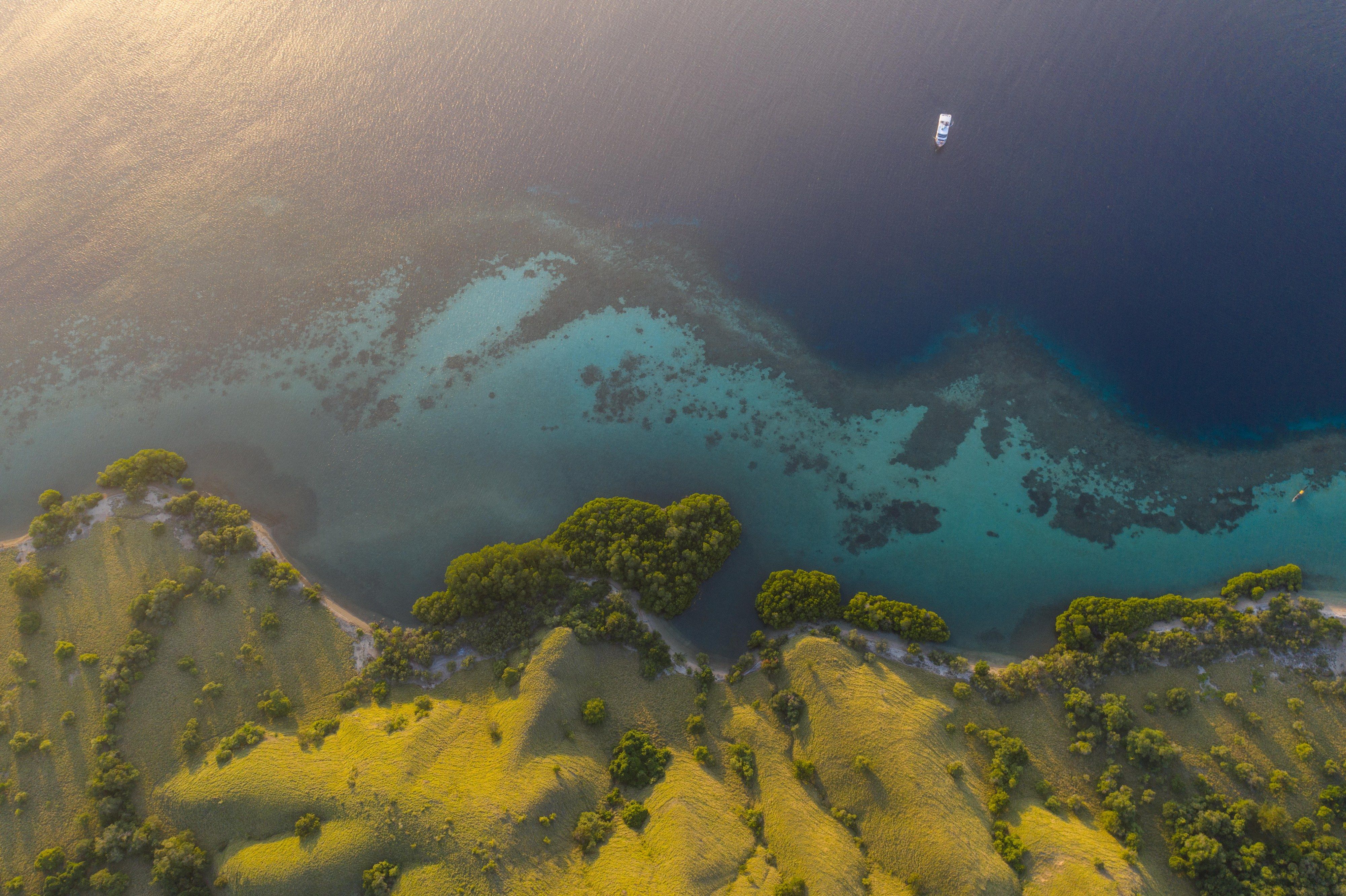 A yacht at anchor off the coast of Komodo.