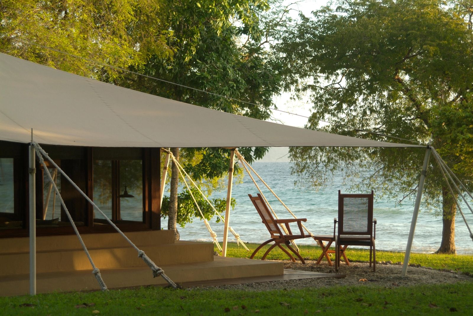 A suite at Amanwana, the tented camp on Moyo Island