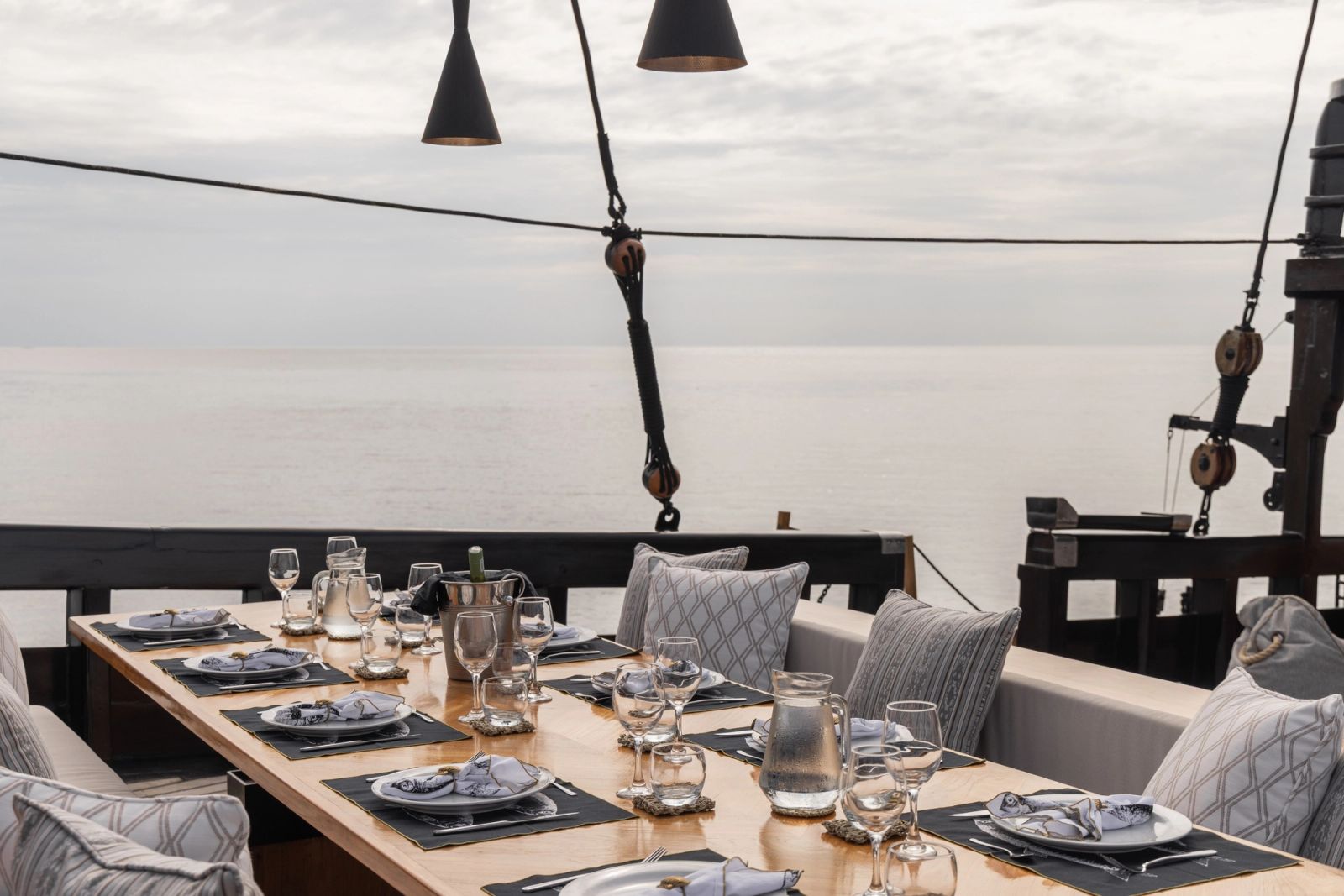 Aleph outside dining area table set