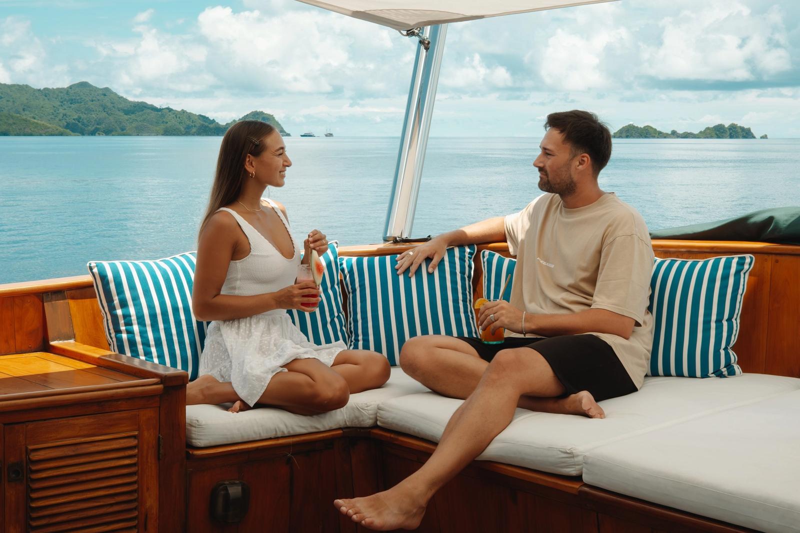 Casual clothes and bare feet are the dress code on deck.