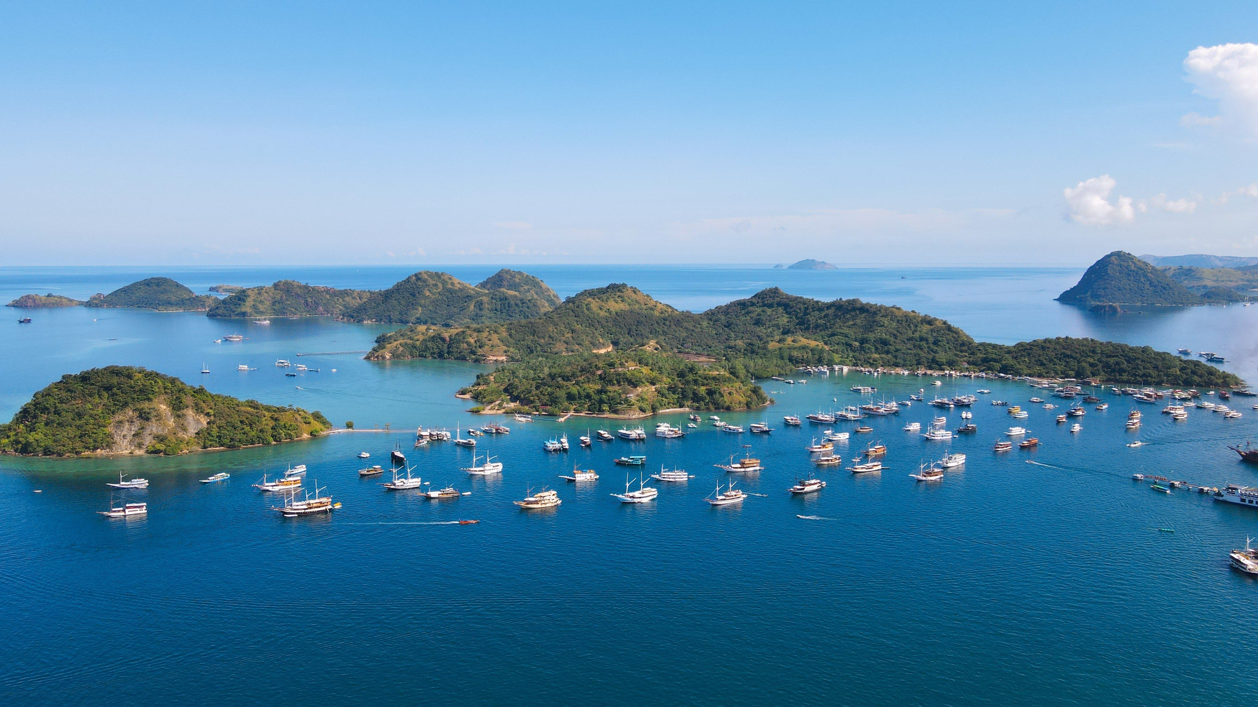 The charter fleet at anchor off Labuan Bajo in Flores
