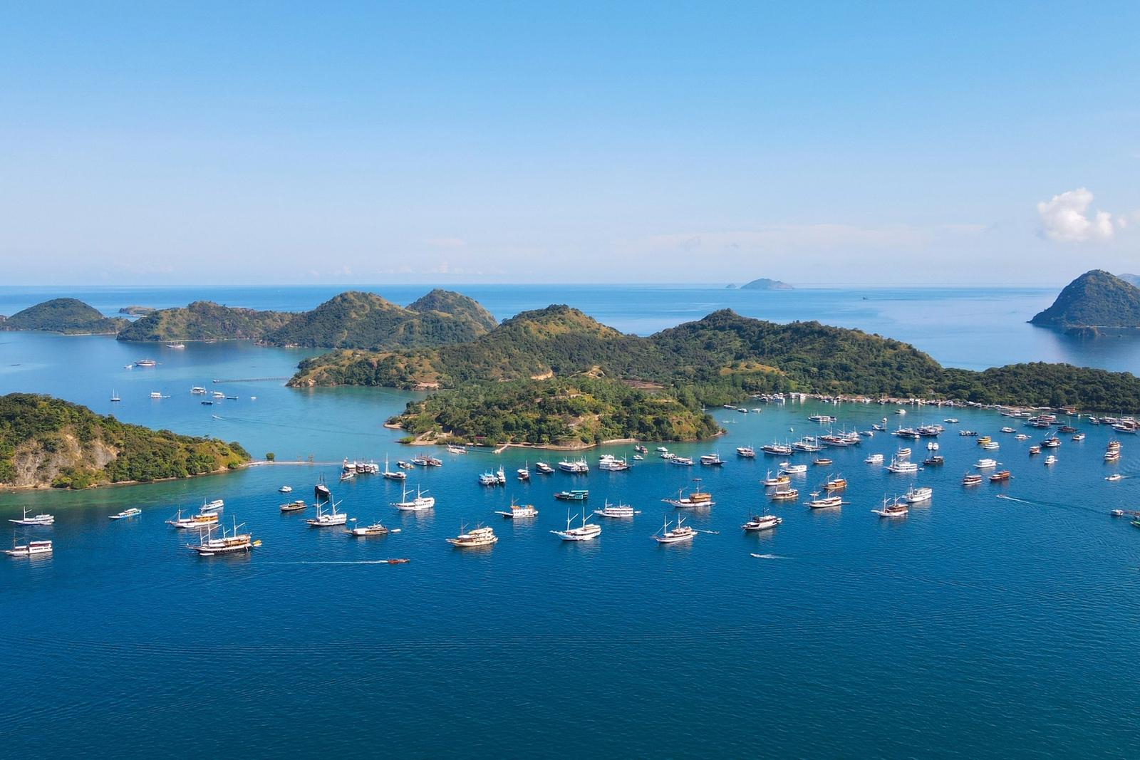 The charter fleet at anchor off Labuan Bajo in Flores
