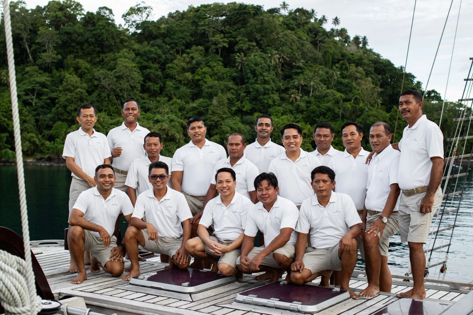Dunia Baru's crew gathered on the foredeck