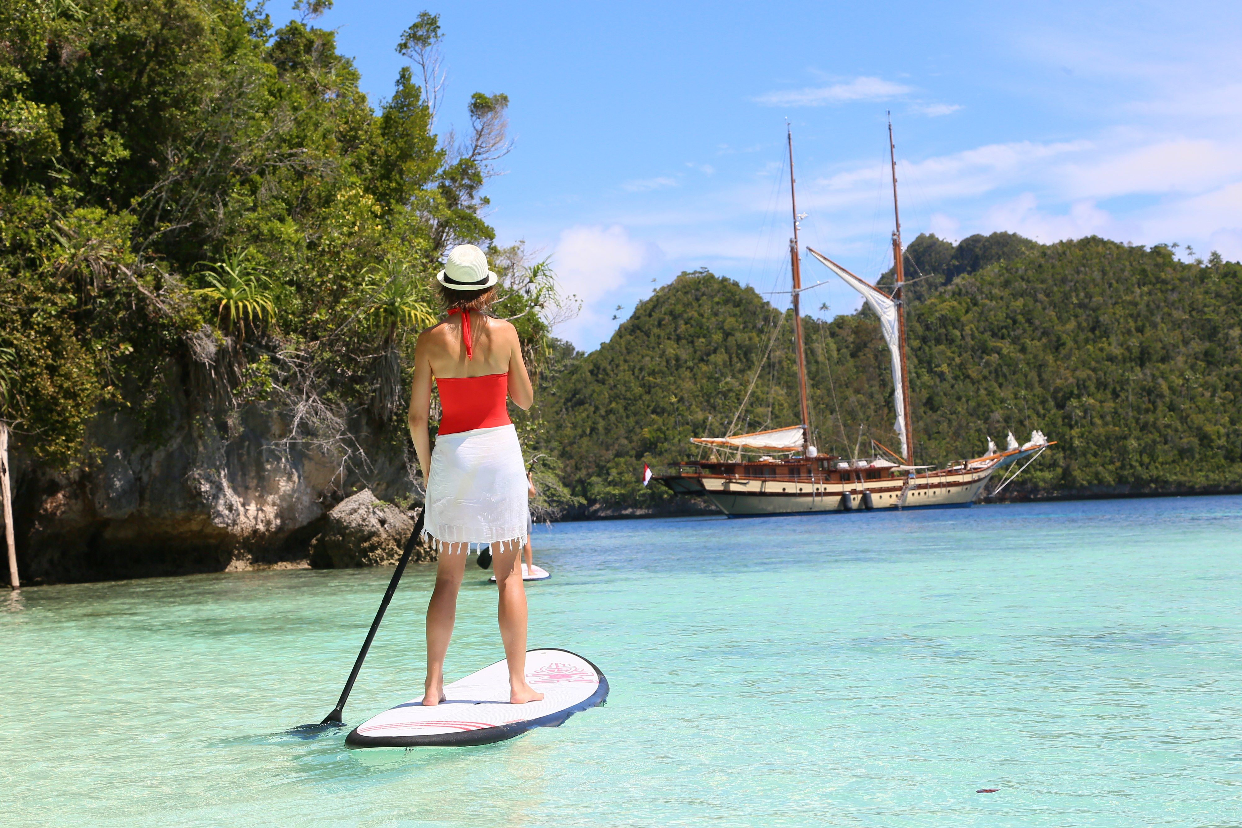 Paddleboards and kayaks are among the standard water toys in the rate.