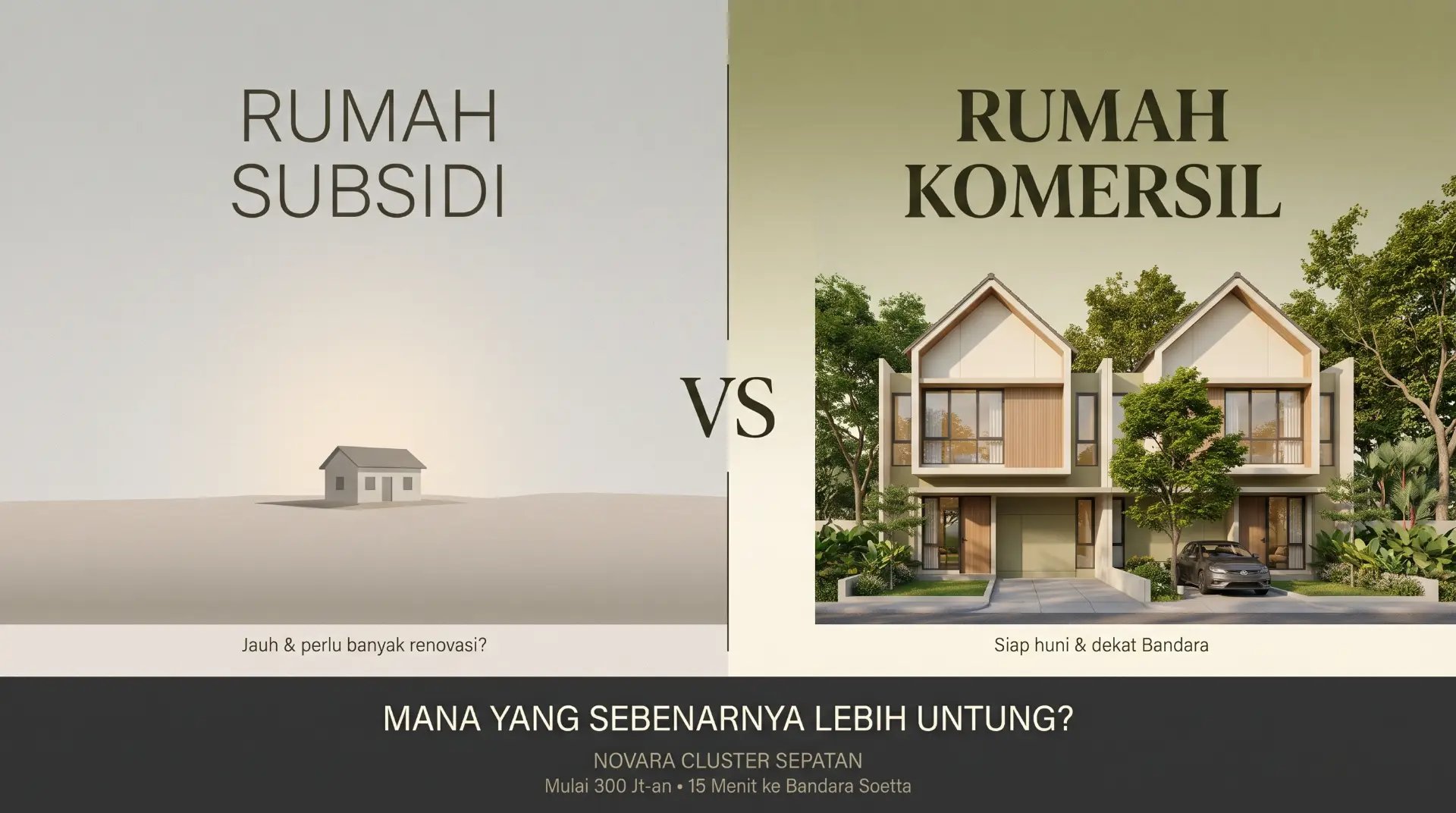 Rumah Subsidi vs Rumah Komersil 300 Jutaan di 2026: Hitung-Hitungan Jujur Biar Nggak Salah Pilih!