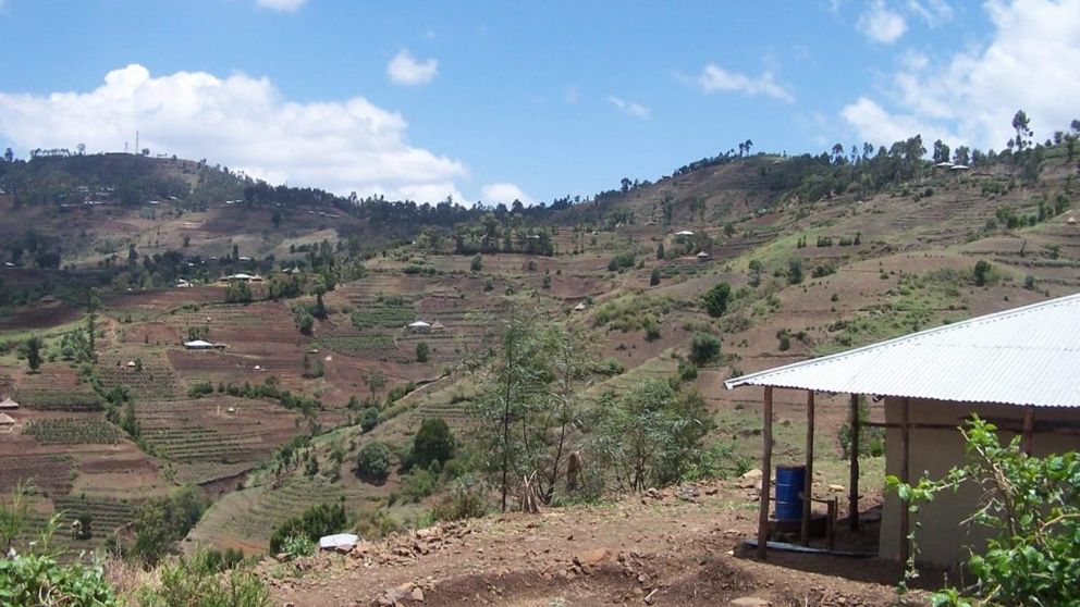 Image of mountain view of village in East African drylands