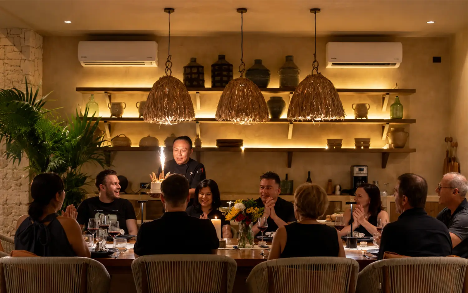 Birthday dinner in a villa in Tulum.