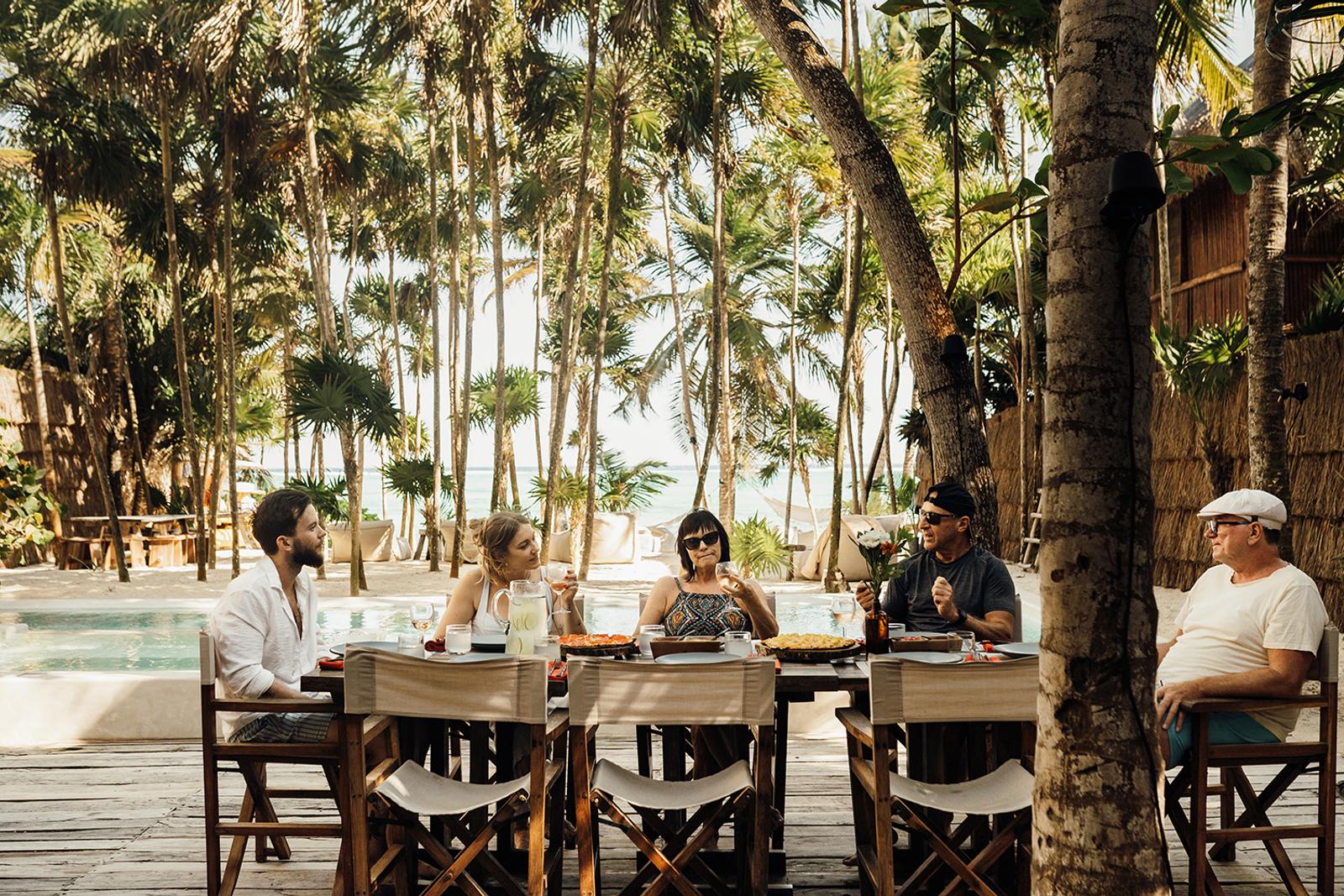 Family lunch in a private villa