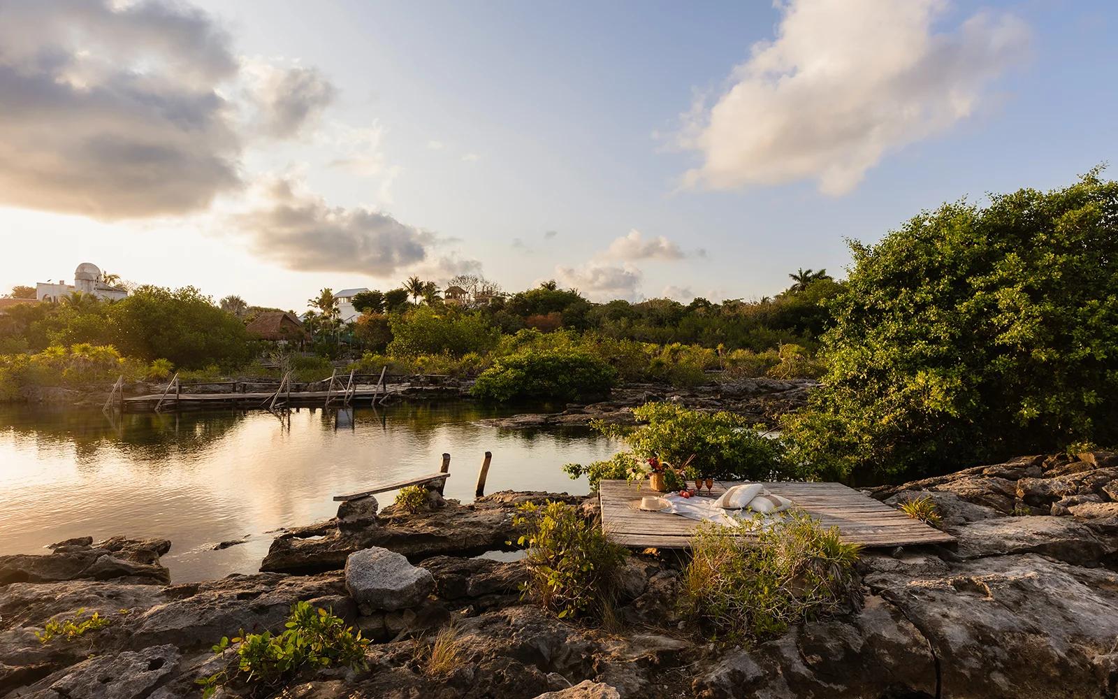 Family friendly lagoon for swimming in Akumal.