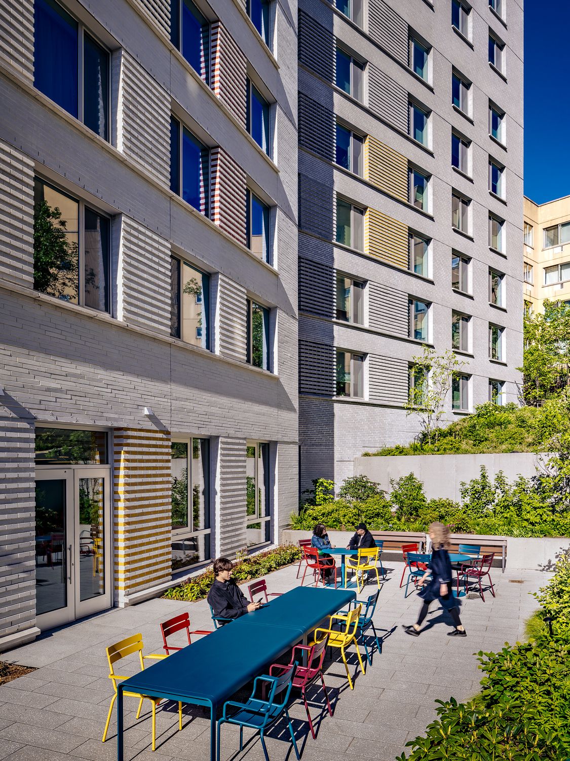 The building's rear patio