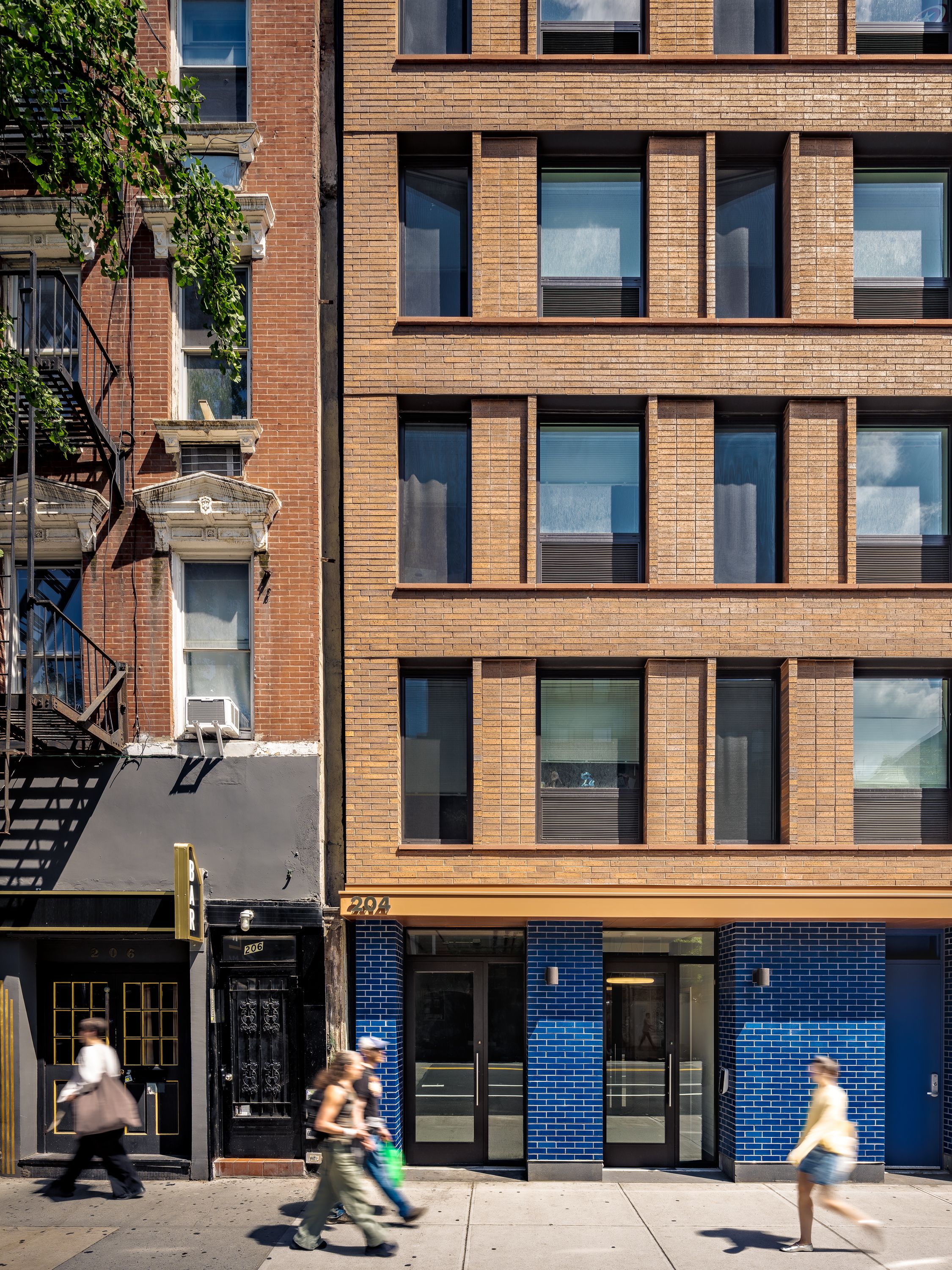 Closeup view of the ground floor retail