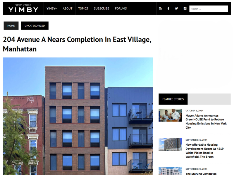 Construction update on East Village Avenue A from New York YIMBY