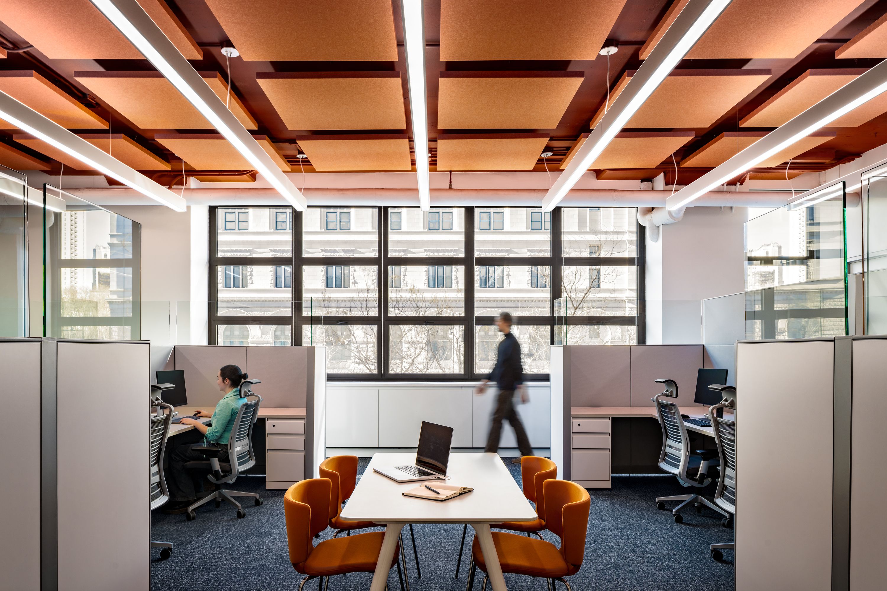 Bright colorful orange work space