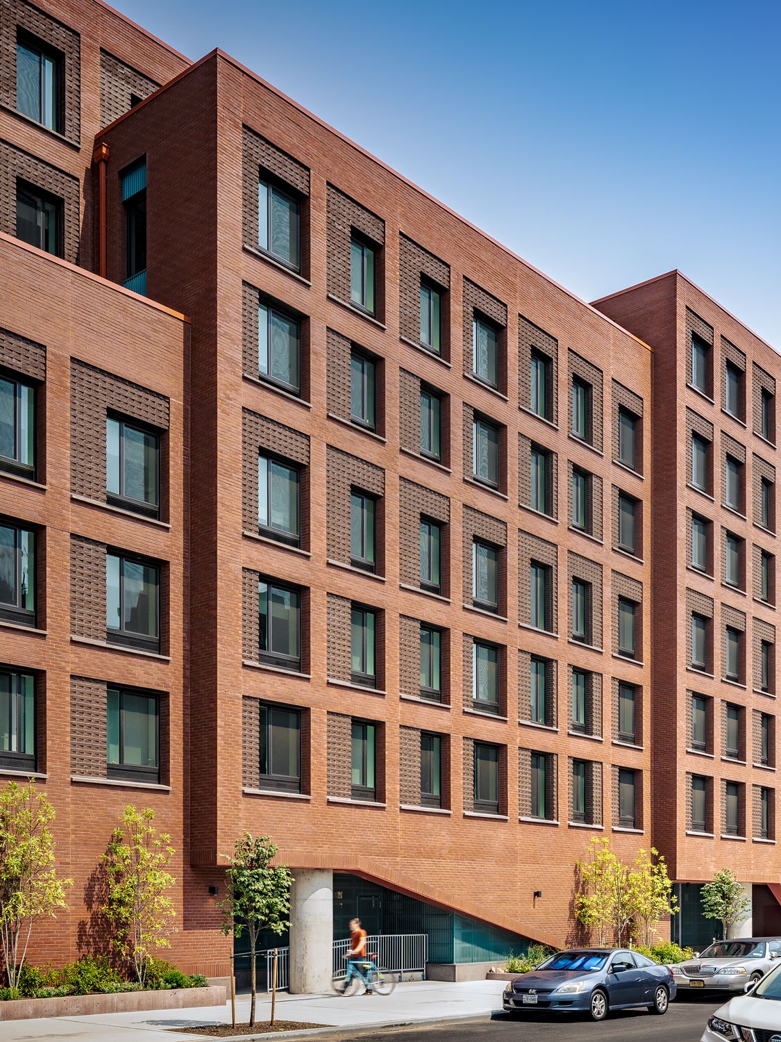 A bike entrance provides easy access for building residents
