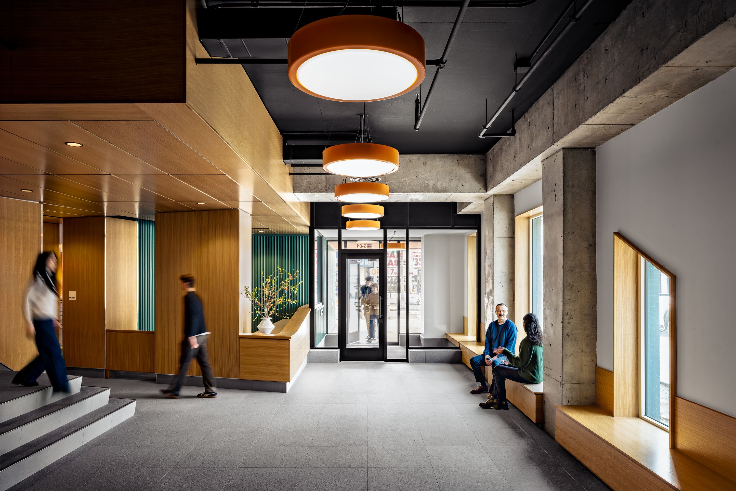The Woodhaven's large, light-filled lobby