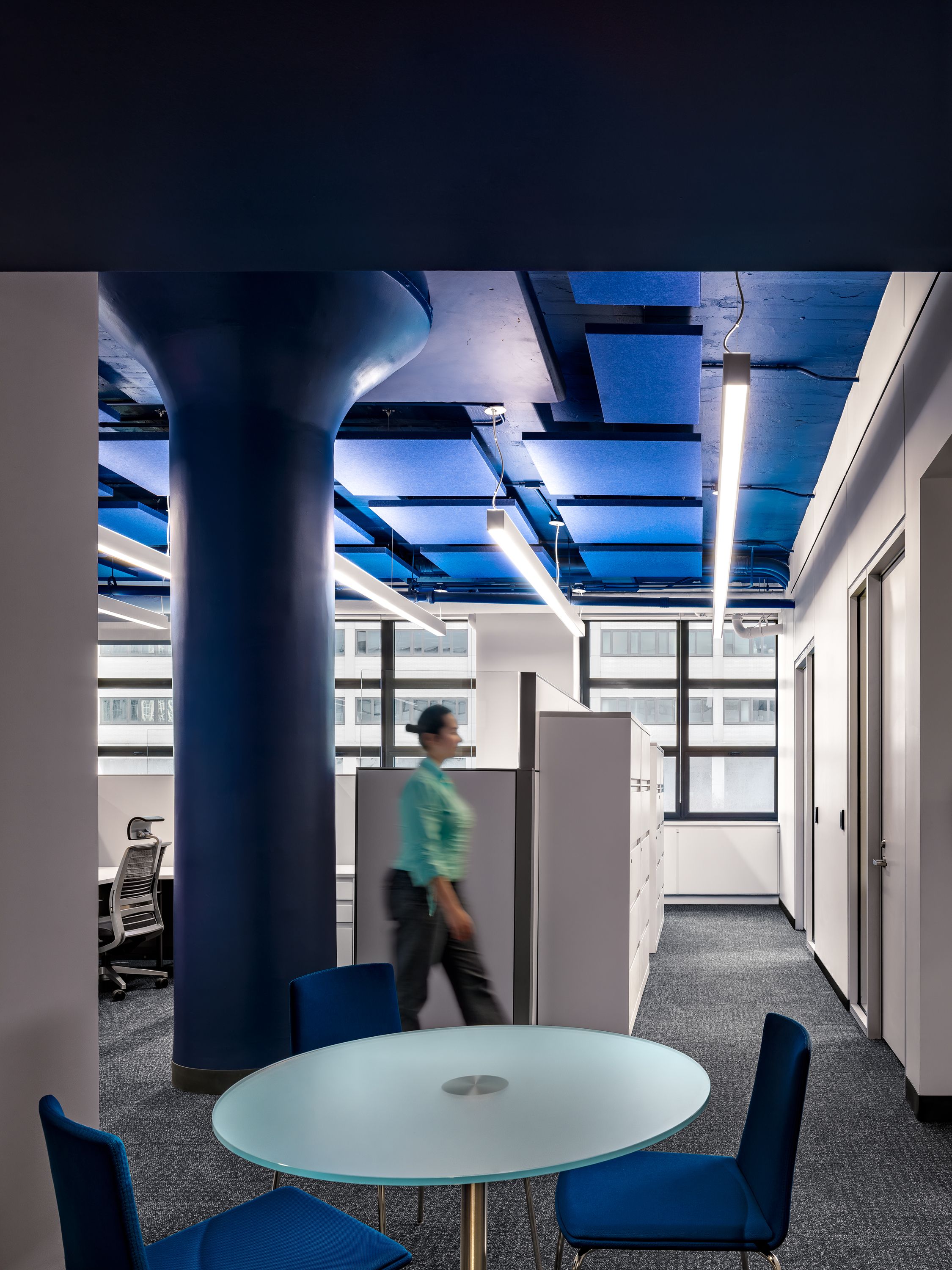 Blue office space