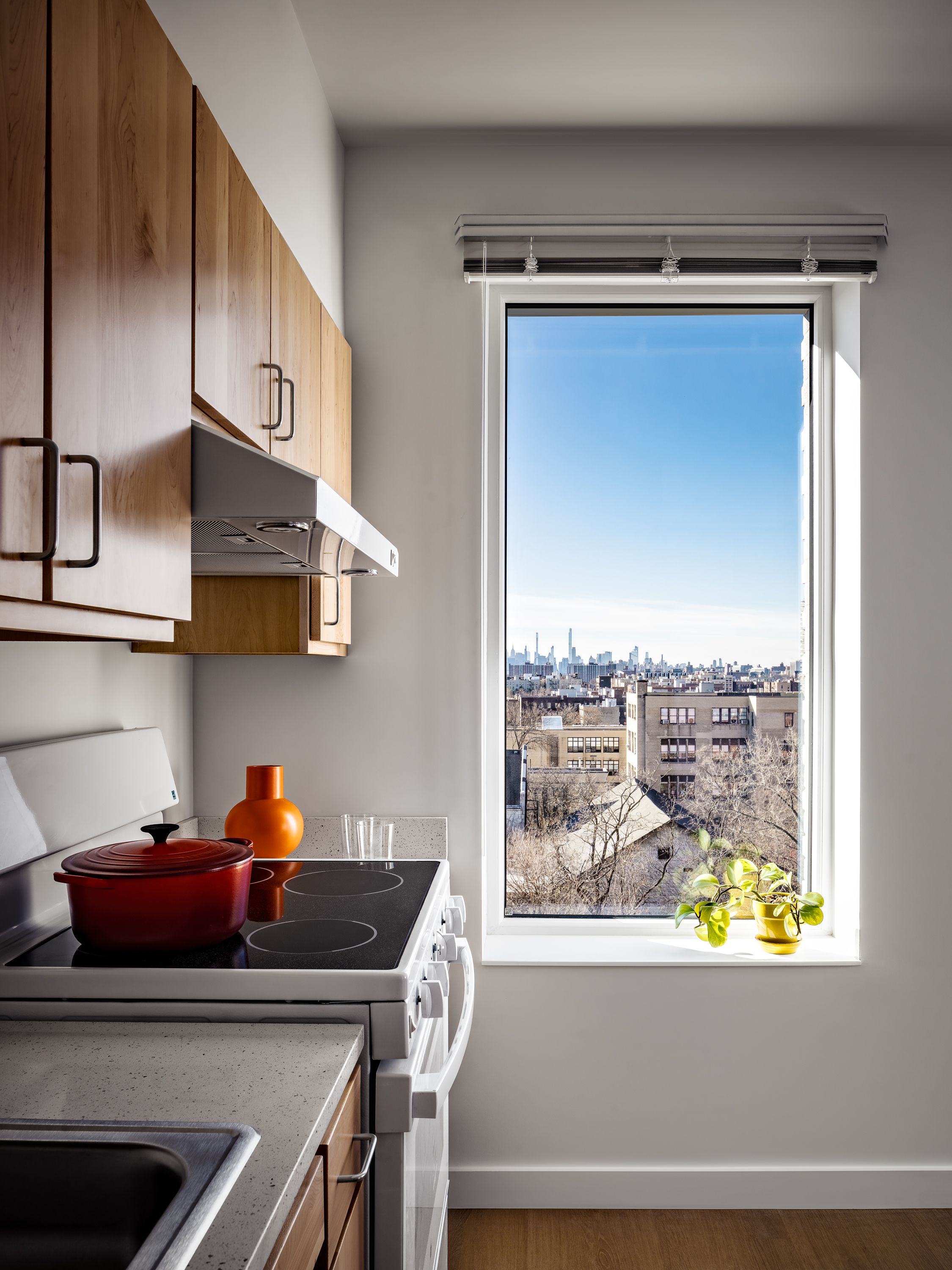 Kitchen with large window to the exterior