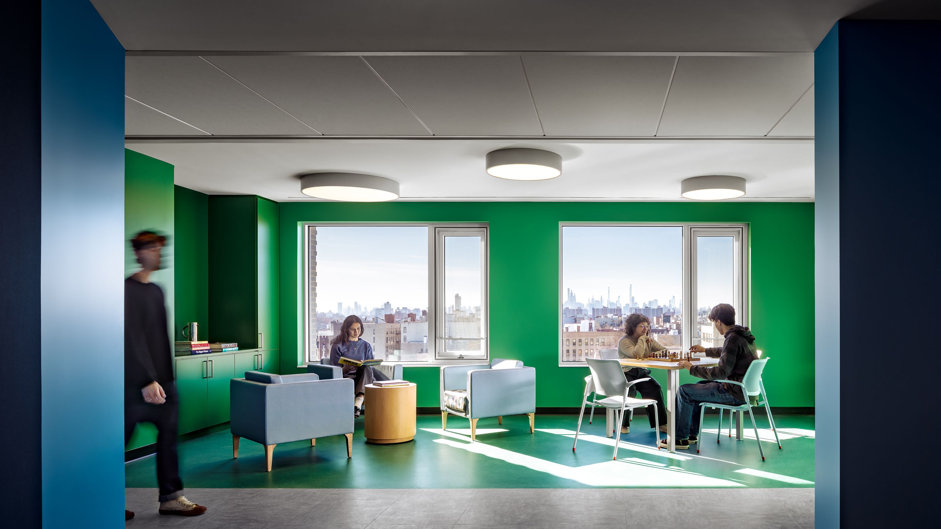 Common space with expansive city views