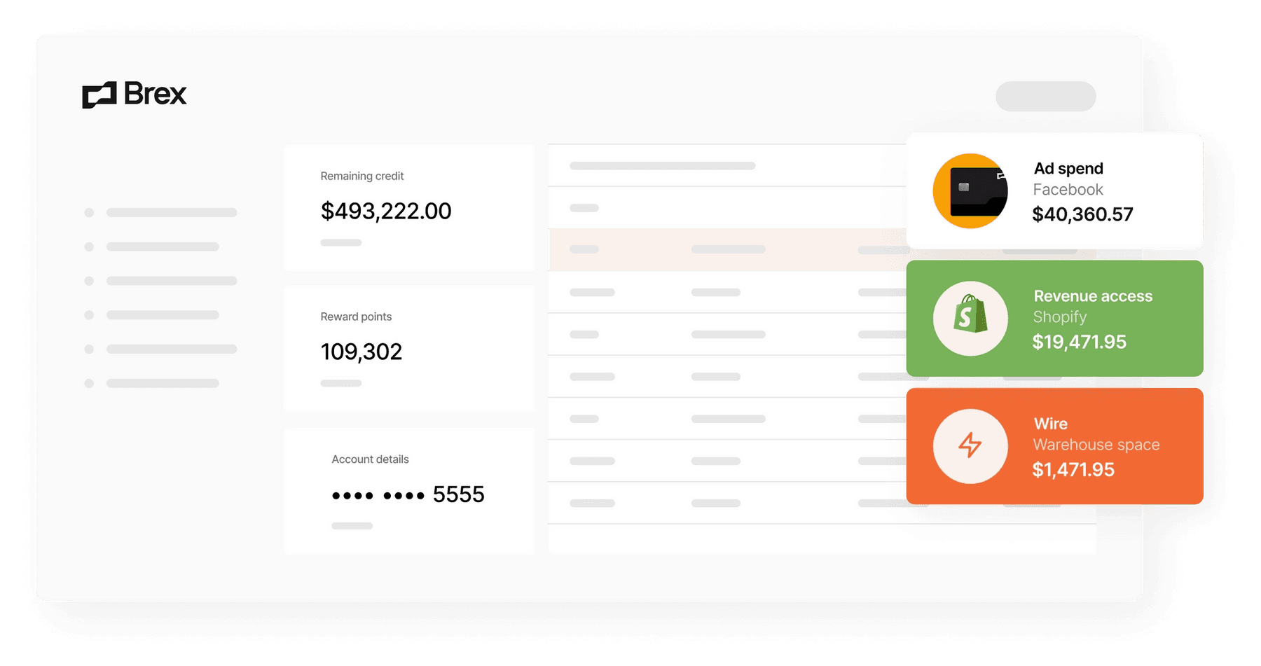 Brex dashboard for ecommerce customers