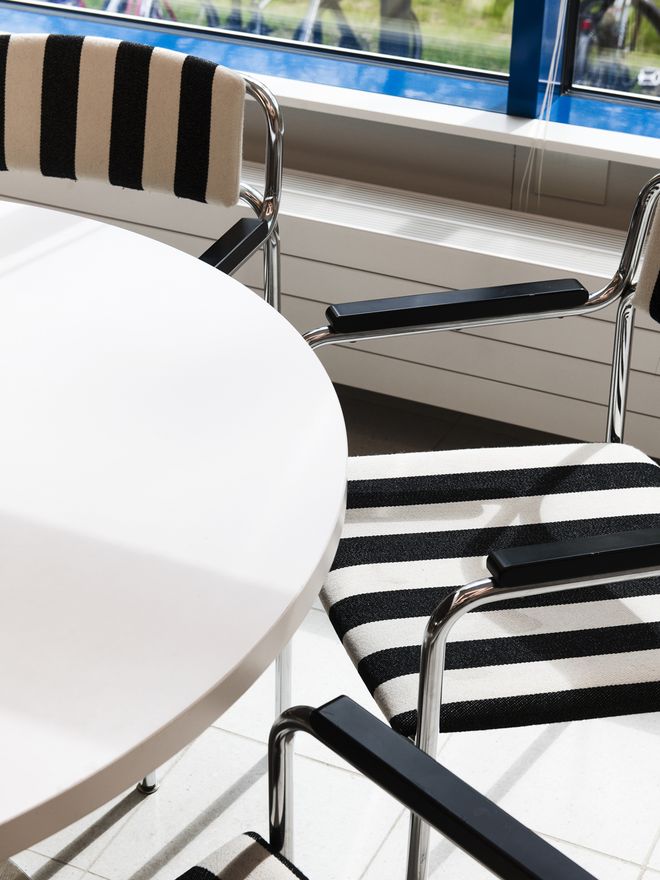 Black and white striped upholstery
