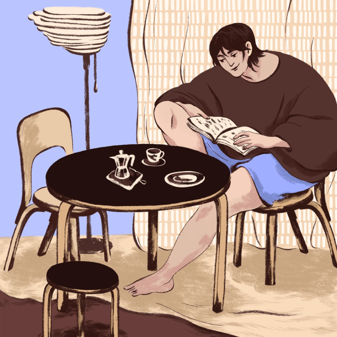 Illustration with Artek furniture and lamp