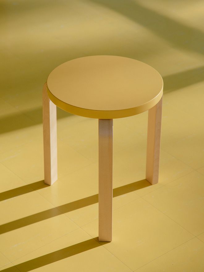 Artek Aalto stool 60, anniversary edition, sun yellow - birch