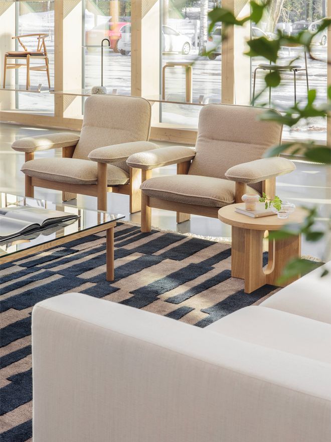 10% OFF ALL ITEMS Menu  Brasilia lounge chair, oak - Bouclé 02