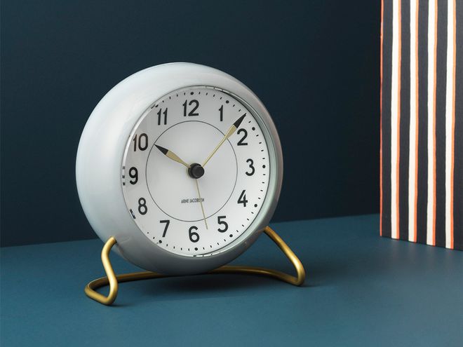 Arne Jacobsen AJ Station table clock with alarm, grey