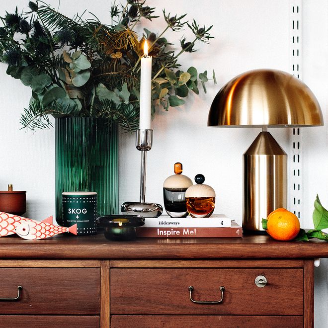 Oluce Atollo table lamp in gold