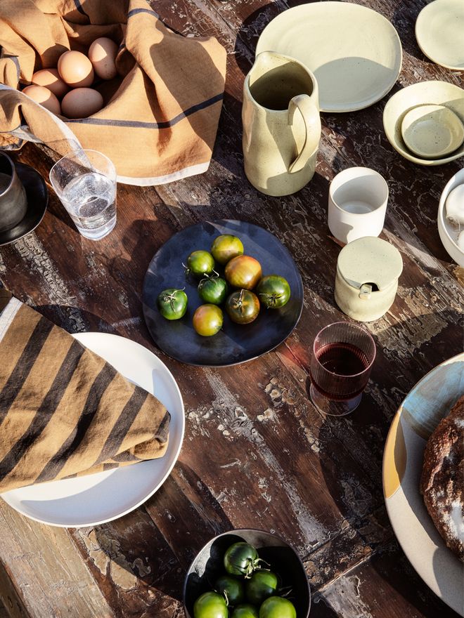 Ferm Living's Flow dishware in yellow