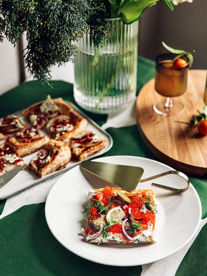 Festive salmon tart 