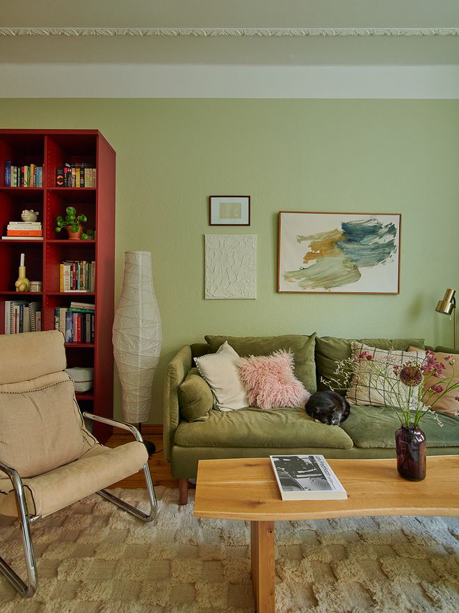 Sofa table made of wood planks