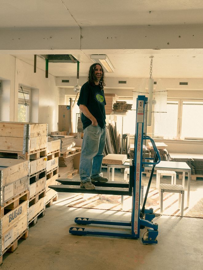 Designer Fredrik Paulsen in his studio