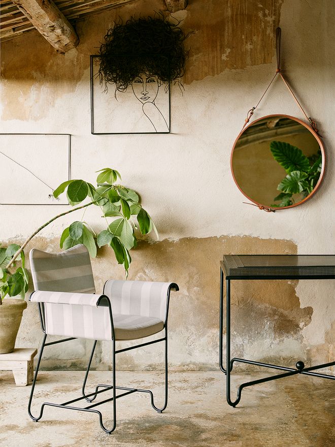 GUBI Tropique chair with striped upholstery