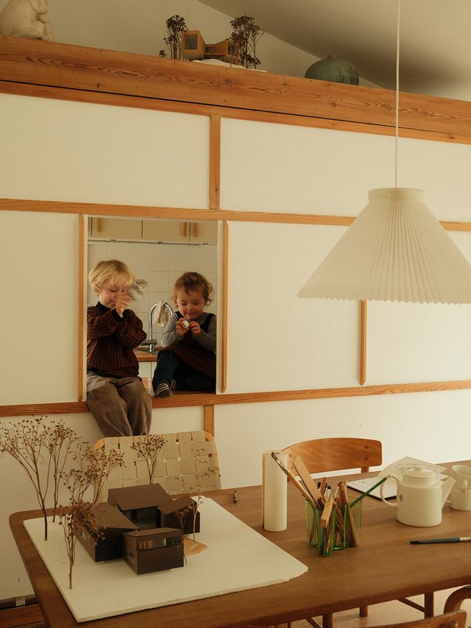 Children playing in the dining room