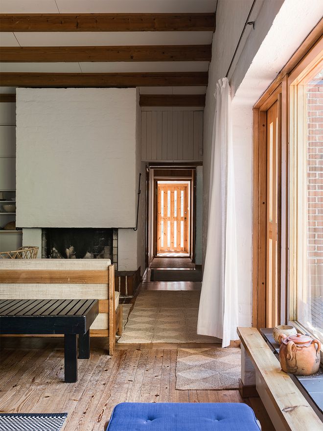 A large, white open fireplace