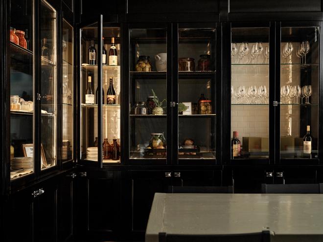 Black display cabinets