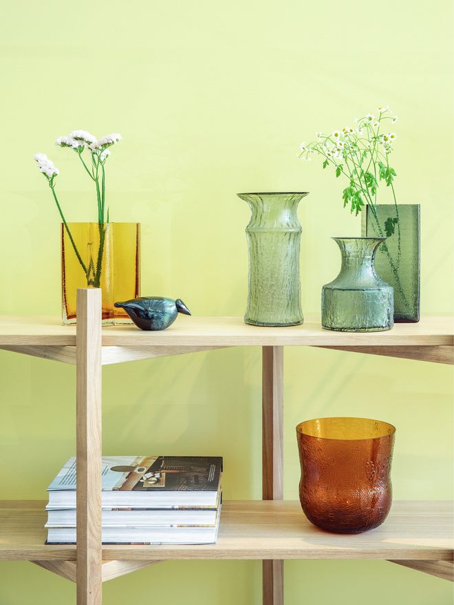 Vintage glass items on the shelf