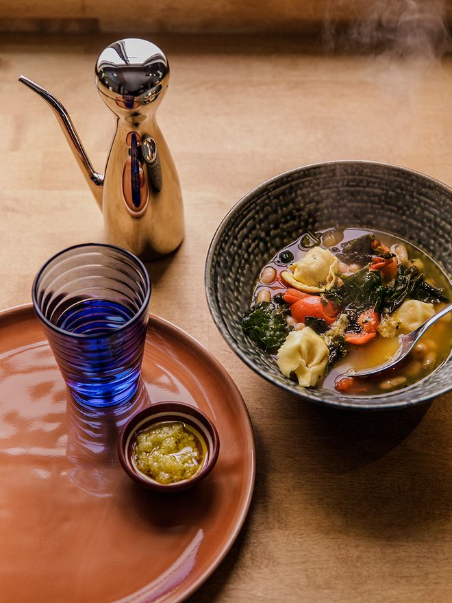 Heirol Svelte plate,  Iittala Aino Aalto tumbler and Georg Jensen Alfredo oil can