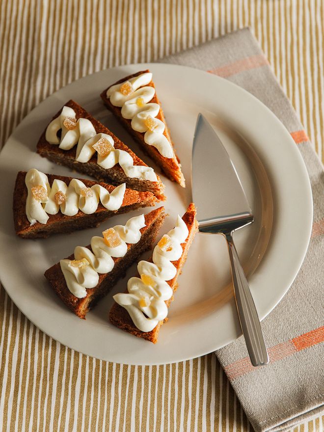 Ginger carrot cake on a plate