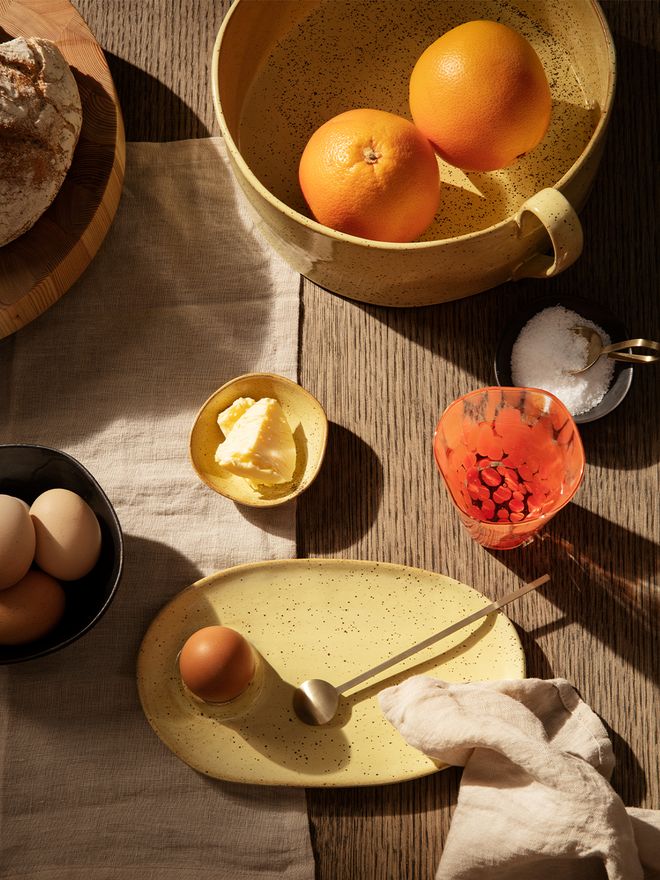 ferm LIVING Flow breakfast plate, yellow speckle